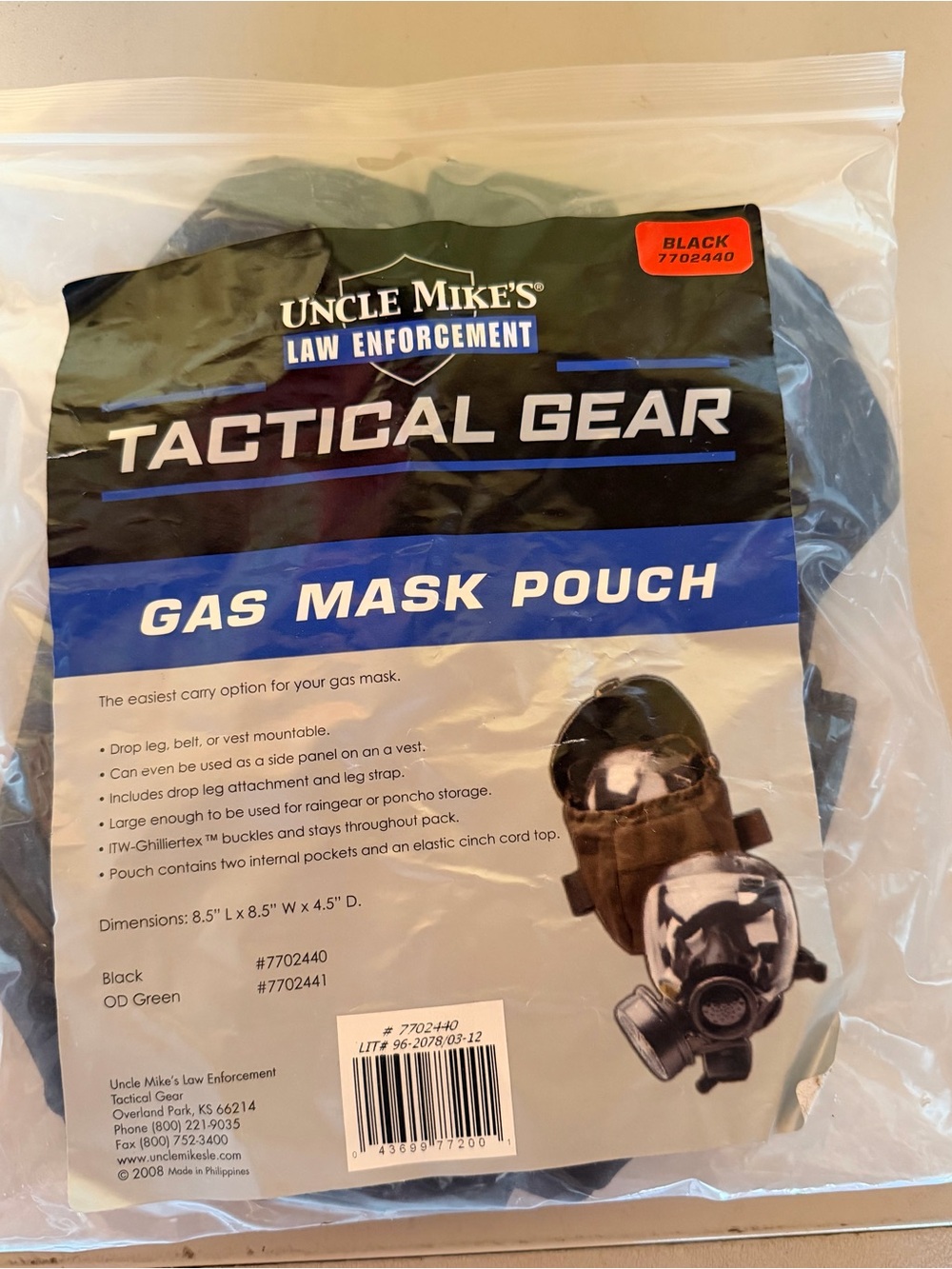 Tactical Gear Black Gas Mask Pouch